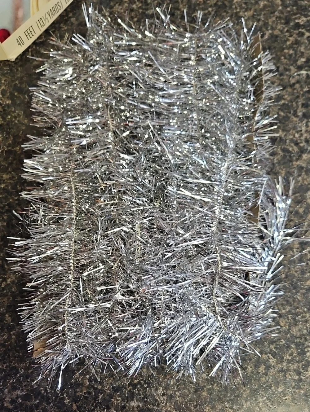 Vintage Doubl Glo Tinsel Garland Silver